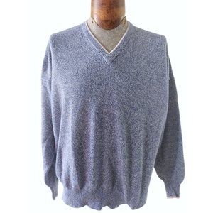TUTTLE GOLF Men's Blue & White Marled V-Neck Cotton Sweater Size 2XL